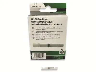 Produktbild von QUADRIOS, 2011C398, Löt-Stoßverbinder-Sortiment, Weiß - 0.25 ... 0.34 mm² - 20 tlg.