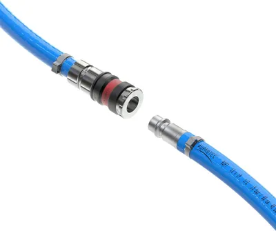 Produktbild von Druckluftschlauchset 3 Meter mit Sicherheitskupplung und 13 mm Durchmesser - Flexibler PVC Schlauch für Kompressoren