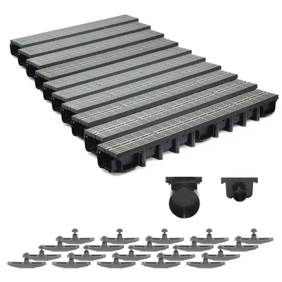 Produktbild von SPEEDPLANT Entwässerungsrinne A15 mit Kunststoffrost Grau Line – 10 m Bodenrinne, 1,5 t Belastbarkeit, Tiefe 98 mm, inkl. Zubehör