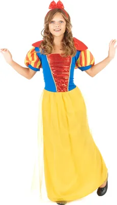 Produktbild von Zauberhafte Märchen-Prinzessin Damenkostüm gelb-blau-rot - 122/134 (7-9 Jahre)