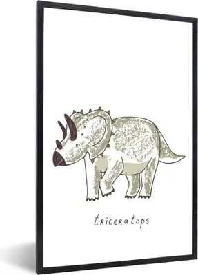 Produktbild von MuchoWow® Gerahmtes Poster Kinderzimmer - Triceratops - Dinosaurier - Junge - Mädchen - Kind 40x60 cm - Poster mit Schwarzem Bilderrahmen Wandposter Rahmen Foto Bilder - Papierdruck - Wandbilder