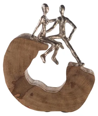 Zdjęcie produktu dla Gilde Skulptur, "Secure", motyw pary, aluminium, drewno mango, kolor naturalny, kolor srebrny, opakowanie zbiorcze (VE) 1 szt., długość: 9 cm, szerokość: 25 cm, wysokość: 27 cm, numer katalogowy: 81021 4001250810216