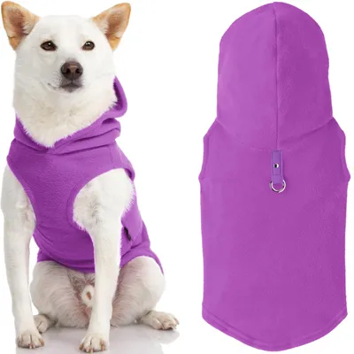 Image de Gooby - Gilet en polaire avec capuche, pour petits chiens ; veste en polaire avec anneau pour laisse