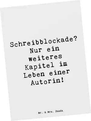 Produktbild von Mr. & Mrs. Panda Postkarte Spruch Autorin Kapitel - Weiß - Geschenk, Kreativität, überwinden, Fotokarte, Grußkarte, Schreiben, Postkarten, Berufsleben, kreative Geschenke