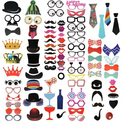 Image de Ensemble de 89 accessoires de photo booth pour fêtes et mariages