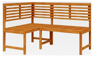 Produktbild von Eckbank aus massivem Akazienholz für Garten, Balkon und Terrasse, 140 cm