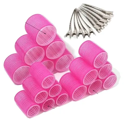 Image de Kit de lisseur, 19/28 pièces, bouclage sans chaleur, kit rose - 28 pièces