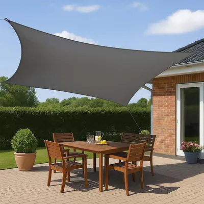 BURI Sonnensegel 3,6x3,6 m grau quadratisch wasserdichtes HDPE Sonnendach UV Schutz und Windschutz für Garten Terrasse Balkon reißfest atmungsaktiv und wetterfest Outdoor Schattenspender