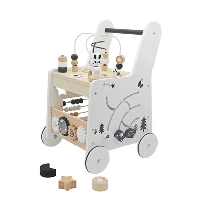 Image de Chariot de marche en bois - Chariot de marche pour bébé | 33 x 33 x 47cm | Blanc