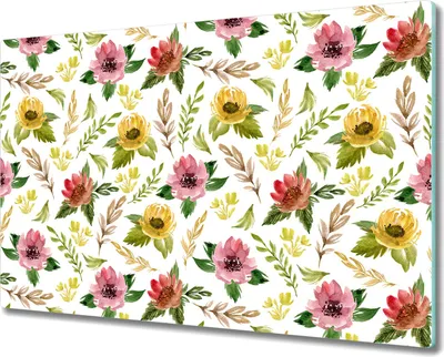 Produktbild von Glas Schneidebrett Herdabdeckplatten Schneideplatten - 80x52 cm - Feldblumen Vintage