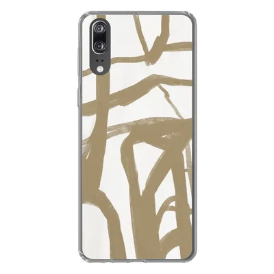 Produktbild von MuchoWow® Handyhülle Schutzhülle Hülle für Huawei P20 Braun - Weiß - Abstrakt Silikon Softcase Handy Hülle - Hardcover