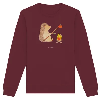 Produktbild von Mr. & Mrs. Panda Baumwoll Pullover Igel Grillen Größe S - Burgundy - Geschenk, Sinn Des Lebens, Nachhaltiger, Sweater, Pulli, Ziele, Lustige Sprüche, Spruch, Motivation