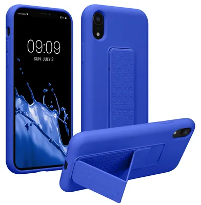 Produktbild von kwmobile Handyhülle für Apple iPhone XR Hülle - TPU Silikon Case mit Fingerhalter und Stand - Schutzhülle Cover in Baltik Blau
