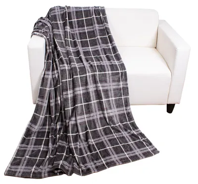 Produktbild von Flanelldecke Karo Kuscheldecke Wolldecke Wohndecke 150x200cm Grau