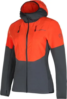 La Sportiva Session Tech Hoody W in Rot und Dunkelgrau mit Kapuze und Reißverschluss