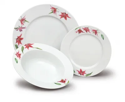 Zdjęcie produktu dla Thun 1794 Zestaw talerzy, porcelana czeska, Lilie, 18 d., porcelana Thun