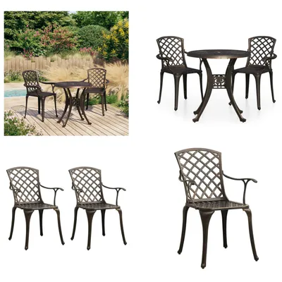 Obrázek produktu pro vidaXL 3 ks Bistro set litý hliník bronz - Bistro set - Bistro sety - Bistro sety - Bistro sety - Bistro sety