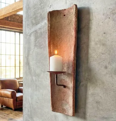 Produktbild von Echt Antiker Dachziegel mit Kerzenhalter 45-48 cm Mediterran Wandkerzenhalter