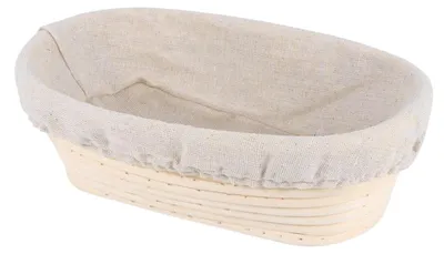 Produktbild von Gärkorb für Brot – Ovaler Rattan-Korb mit Leineninnenfutter