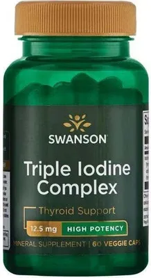 Produktbild von Dreifacher Jod-Komplex Hochpotenz 12,5 mg 60 Veggie-Kapseln Swanson Health Products