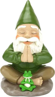 Zdjęcie produktu dla Namaste - spokój i cisza w bajkowym ogrodzie z goblinem Zen i żabą Zen - miniaturowy obrazek goblina 9¼ cala