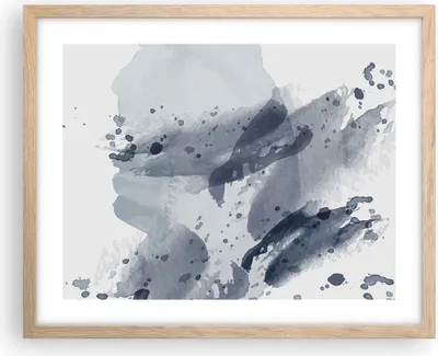 Produktbild von Gerahmtes Poster - Rahmen in heller Eiche - Abstraktion Blau Minimalismus - 50x40 cm - Wand Bild - Wanddeko - Wandbilder - Kunstposter - Wandposter - Bilderrahmen - Bilder - P2NAA50x40-4941