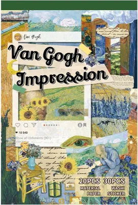 Produktbild von Simno® Vintage-Stickerbuch, 50 Blatt, für Scrapbooking – Van-Gogh-Impression