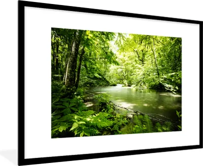 Produktbild von MuchoWow® MuchoWow® Gerahmtes Poster Wald - Baum - Wasser 90x60 cm - Poster mit zchwarzem Bilderrahmen - Wanddekoration - Fotos