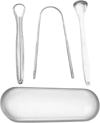 Produktbild von Famanu Tongreiniger Set - Effektive Mundpflege mit Edelstahl - 17,8x6x2cm