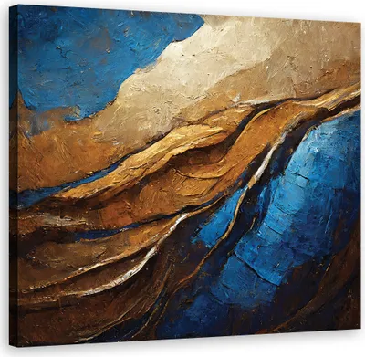 Produktbild von Leinwandbild Dunkelblaue Abstraktion 30x30 Feeby Bunt bild für die wand bereit zum aufhängen