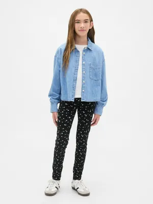 Produktbild von GAP Mädchen Leggings Schwarz mit floralem Allover-Muster aus Baumwolle, dehnbar, Größe XS
