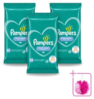 Productafbeelding van 3 x Pampers Fresh Clean vochtige doekjes - voordeelverpakking - 3 stuks