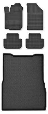 Productafbeelding van Rubberen automatten + kofferbakmat voor Citroen Berlingo III vanaf 2018 – 3-delig, zwart, op maat – Wielganizator Semi-Universal