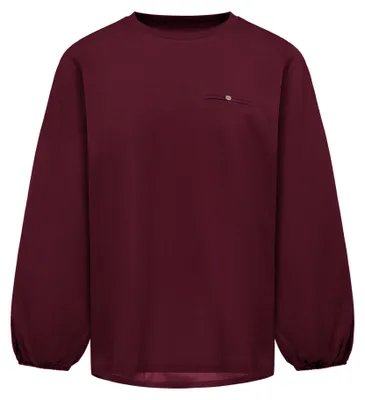 Produktbild von Damen Bluse aus Baumwoll-Elasthan-Mix mit Rundhalsausschnitt und Brusttasche, rot, Größe S