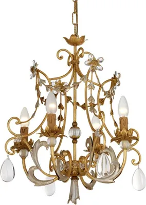 Produktbild von Casa Padrino Luxus Barock Kristall Kronleuchter Antik Gold / Antik Silber Ø 45 x H. 55 cm - Prunkvoller Wohnzimmer Kronleuchter im Barockstil - Luxus Qualität -  Italy
