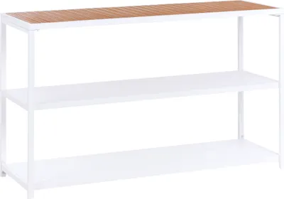 Obrázek produktu pro BELIANI Venkovní kuchyňský regál bílý hnědý ocelový 150 x 50 x 90 cm 2 police zahrada kuchyň jídelna