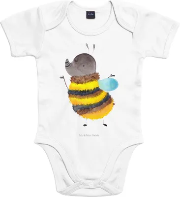 Produktbild von Mr. & Mrs. Panda Strampler Baby Hummel flauschig 12. - 18. Monat - Heather Grey - Geschenk, Biene, overall, Blume, babykleidung body, Natur, Lustige Sprüche, Einteiler