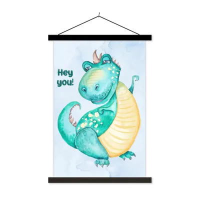 Obrázok produktu pre MuchoWow® Textilný plagát - Dino - Detská izba - Akvarel - Chlapci - Deti - 40x60cm - S čiernymi lamelami