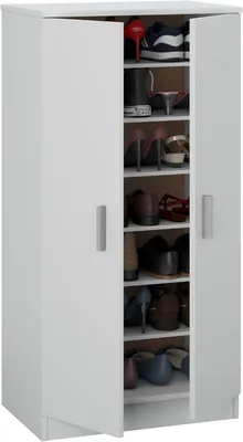 Produktbild von Weißer Schuhschrank für den Flur, Dielenschrank mit Schuhregal, Flurschrank und Kleiderschrank, 108 x 55 cm