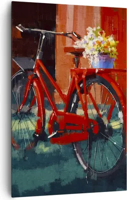Produktbild von Bild auf Leinwand - Leinwandbild - Einteilig - Fahrrad Blumen - 80x120cm - Wand Bild - Wanddeko - Wandbilder - Leinwanddruck - Kunstdruck - Wanddekoration - Leinwand bilder - Wandbild - PA80x120-3712