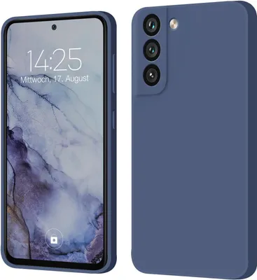 A product shot of a phone case, shown from two angles: front view with screen on and back view showing the camera array.