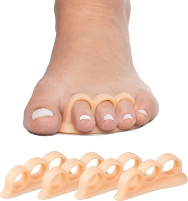 Produktbild von Hammerzehen-Korrektor mit Gel-Zehenglätter und 3 Separatoren – Richten Sie gebogene, krumme, gekrümmte, Krallen- und Hammerzehen aus – Kissenkamm für Männer und Frauen – Beige