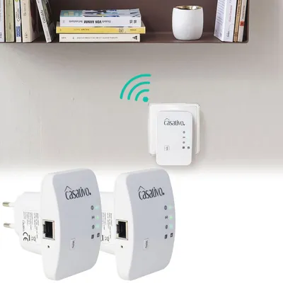 Produktbild von 2er-Set Mini-WLAN-Repeater mit WPS-Funktion, 300 Mbit/s, LAN-Anschluss & 2,4 GHz, Verstärkt das WLAN-Signal & erweitert die Reichweite