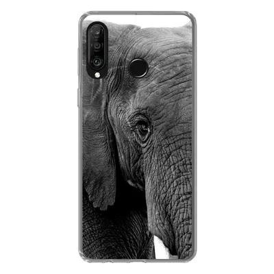 Produktbild von MuchoWow® Handyhülle Schutzhülle Hülle für Huawei P30 Lite Elefant - Tiere - Schwarz - Weiß - Natur Silikon Softcase Handy Hülle - Handyhülle
