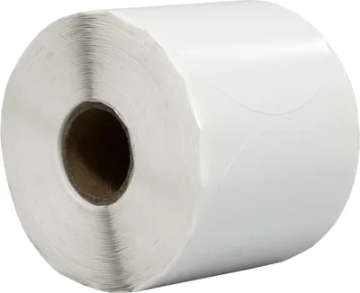 Produktbild von DULA Runde Etiketten - Weiß - 65mm - 500 Aufkleber auf Rolle - Siegel - Markierungspunkte - Leere runde Aufkleber auf Rolle