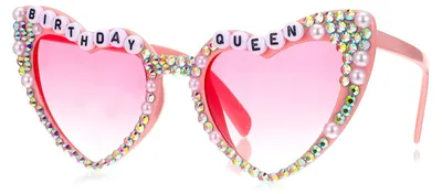 Herz-Sonnenbrille rosa mit Strass, Geburtstagsaccessoire für Frauen