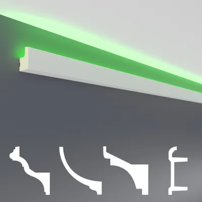 Produktbild von HEXIM LED Stuckleisten Muster - Indirekte Beleuchtung mit Deckenleisten aus PU, leicht & lichtundurchlässig- (20cm LED-19) Dekoration Ecke Spot Innen