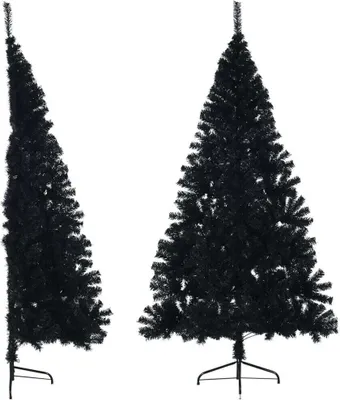 Produktbild von Künstlicher Halb-Weihnachtsbaum mit Ständer Schwarz 180 cm PVC