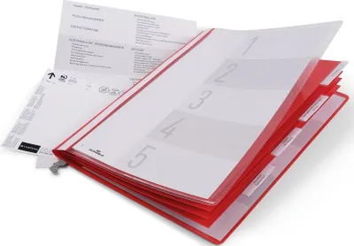 Zdjęcie produktu dla DURABLE 255503 5 DURABLE Personalhefter Kunststoff rot 5 x kaufmännische Heftung