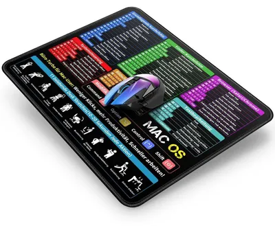 Immagine prodotto di Tappetino per mouse con scorciatoie per Mac, lingua tedesca, dimensioni 300 x 250 x 3 mm
